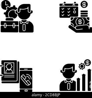 Professional occupation black glyph icons set on white space Stock Vector