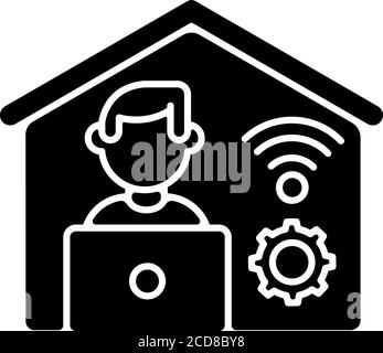 Remote job black glyph icon Stock Vector