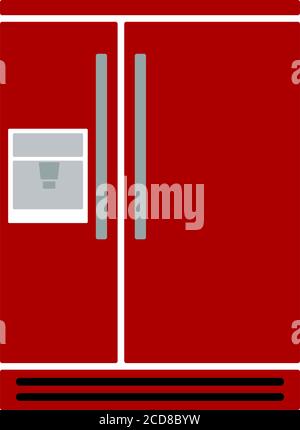 Wide Refrigerator Icon. Flat Color Design. Vector Illustration. Stock Vector