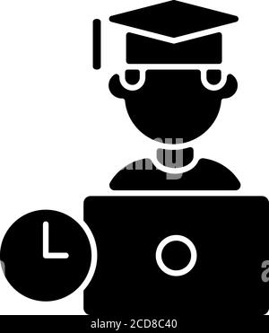 Remote education black glyph icon Stock Vector