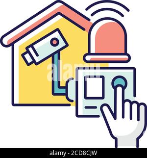 Home alarm system RGB color icon Stock Vector
