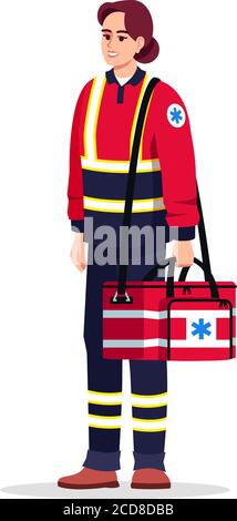 Emergency medical technician semi flat RGB color vector illustration Stock Vector