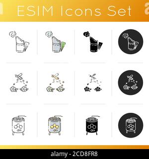DIY beekeeping icons set Stock Vector