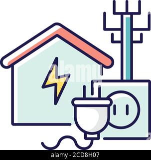 Electricity connection RGB color icon Stock Vector