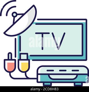 TV tuner RGB color icon Stock Vector