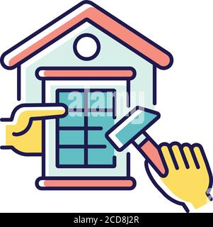Windows constructing RGB color icon Stock Vector