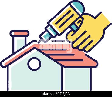 Roof constructing RGB color icon Stock Vector