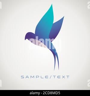 Stylized image of swallow, good for logo, isolated on gradient background Stock Vector