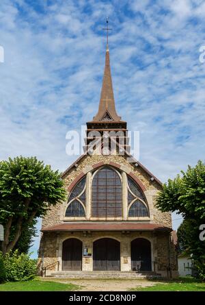 Typical Norman Church Saint-Hilaire in Blaru, Normandy, France Stock Photo