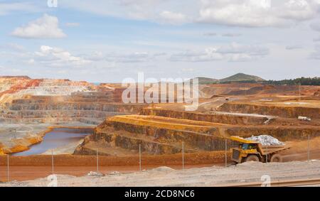 RIOTINTO, SPAIN - May 13, 2017: The Riotinto mines in Huelva. Mining park. The Riotinto mines in Huelva. Mining park Pyrite. Lunar landscape. Stock Photo