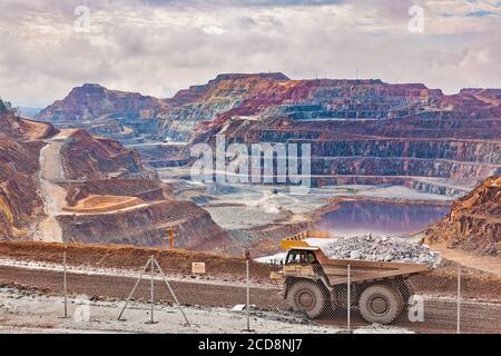 RIOTINTO, SPAIN - May 13, 2017: The Riotinto mines in Huelva. Mining park. The Riotinto mines in Huelva. Mining park Pyrite. Lunar landscape. Stock Photo