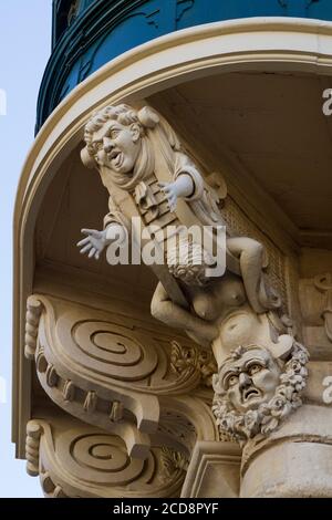 Detail of a grotesque balcony corbel in Grandmaster's Palace in Valletta, Malta Stock Photo