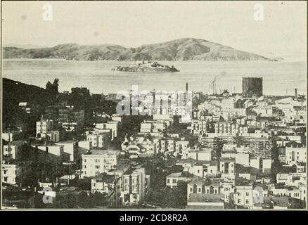 . The Chamber of commerce handbook for San Francisco, historical and descriptive; a guide for visitors .. . ch, smokingwith the energy of its factories, the view is one of splendor.The long moles running out from the opposite shore; thecities behind them; Yerba Buena island. Point Richmondwith its oil tanks and its growing industries, the straits con-necting with San Pablo bay, and then Alcatraz island. Angelisland behind it, Richardsons bay with Tamalpais for its back-ground—all these would be beautiful enough for a most ex-traordinary picture. But turning to the left one sees the GoldenGate Stock Photo