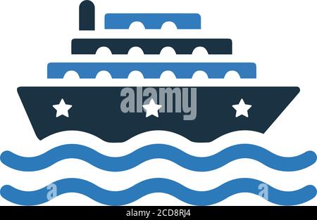 Cruise, ship icon is isolated on white background. Simple vector illustration for graphic and web design or commercial purposes. Stock Vector