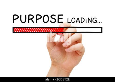 Hand drawing Purpose loading bar concept with marker on transparent glass board. Stock Photo