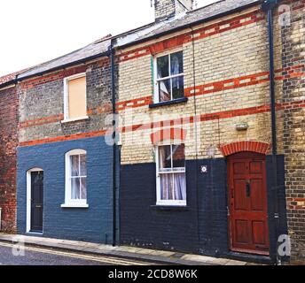 Pair of period Terraced Cottages on Priory Lane in the historic area of Kings Lynn on the Norfolk coast, UK Stock Photo