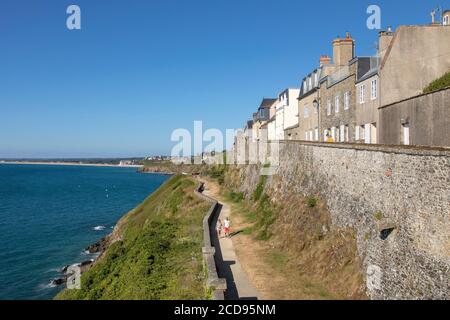 France, Manche, Cotentin, Granville, the Upper Town built on a rocky headland on the far eastern point of the Mont Saint Michel Bay Stock Photo