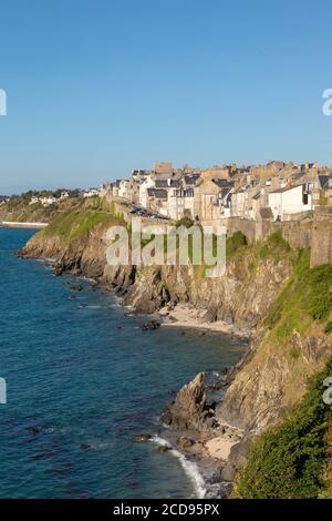 France, Manche, Cotentin, Granville, the Upper Town built on a rocky headland on the far eastern point of the Mont Saint Michel Bay Stock Photo