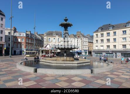 France, Manche, Cotentin, Cherbourg, place du General de Gaulle, fountain Mouchel by the architect Gaston Gutelle Stock Photo