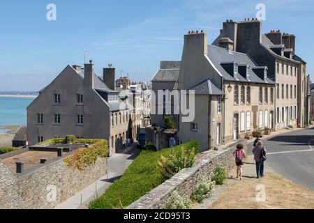 France, Manche, Cotentin, Granville, the Upper Town built on a rocky headland on the far eastern point of the Mont Saint Michel Bay, upper town Stock Photo