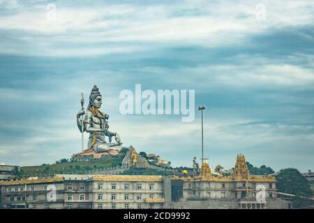 murdeshwar shiva statue morning view from low angle image is taken at murudeshwar karnataka india at early morning. it is the house of one of the tall Stock Photo