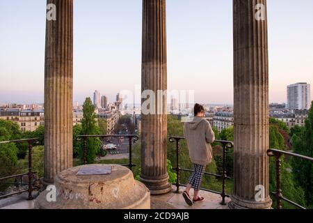 France, Paris, the park of Buttes de Chaumont, view fromb the Belvedere or temple of Sybil Stock Photo