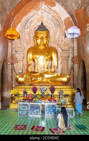 Myanmar (Burma), Mandalay region, Bagan listed as World Heritage by UNESCO Buddhist archaeological site, interior of Htilominlo temple Stock Photo