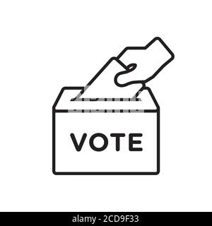 line icon box vote with hand icon vector isolated on white background Stock Vector