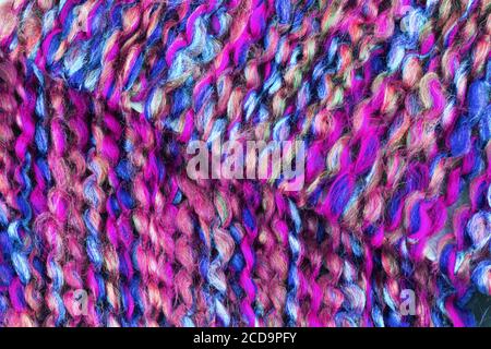 Macro of pink and blue wool yarn texture Stock Photo