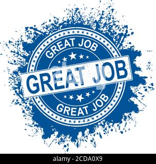 good job stamp. good job vintage blue label. Sign Stock Vector Image ...