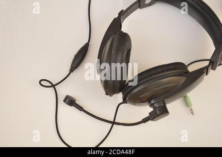 Headset Gamer Headset Microphone on white background with top view for home use Stock Photo