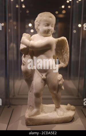 Statue of Eros with a Rabbit in Ephesus Museum, Selcuk Town, Izmir City, Turkey Stock Photo