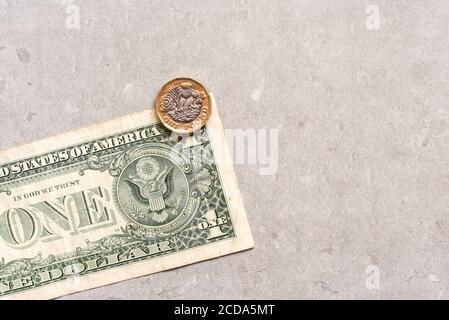 British pound stering with usa dollar to show exchange rate between countries Stock Photo