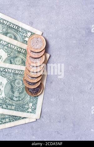 British pound stering with usa dollar to show exchange rate between countries Stock Photo