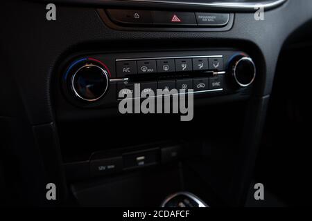 Automatic car air conditioner control panel. Stock Photo