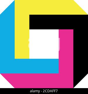 Impossible square icon. Geometric 3D object optical illusion. Vector illustration Stock Vector