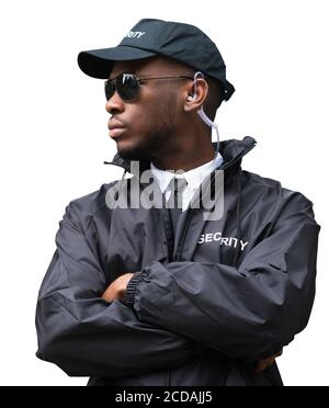 Security Guard Or Bodyguard. Uniformed Male Standing Stock Photo