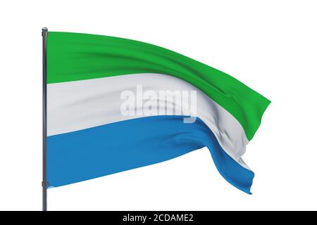 Waving flag of Sierra Leone isolated on white background Stock Photo ...