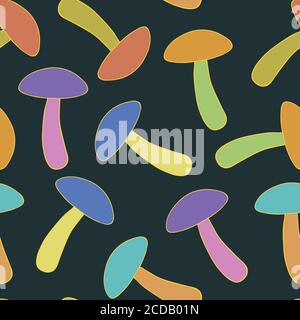Seamless pattern with cute playful mushrooms. Stock Vector