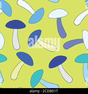 Seamless pattern with cute playful mushrooms. Stock Vector