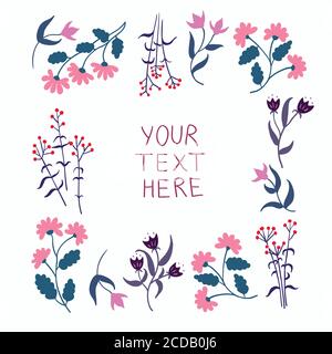 Cute floral greeting cart with vintage decorative elements Stock Vector