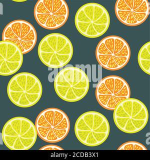 Seamless pattern with juice lemon and orange slice. Stock Vector