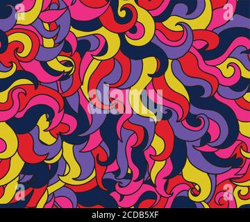 Psychedelic colorful floral seamless pattern Stock Vector
