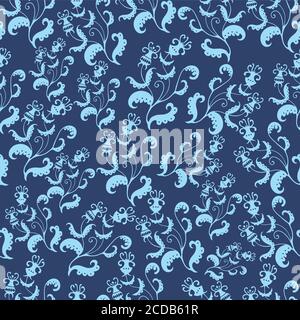Seamless pattern with plants abstract floral elements Stock Vector