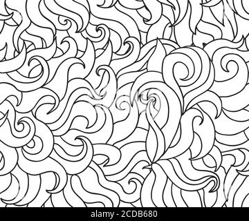 Seamless pattern with line art abstract floral elements Stock Vector