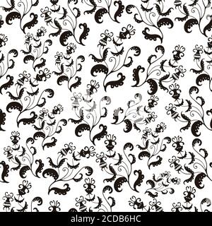 Seamless pattern with plants abstract floral elements Stock Vector