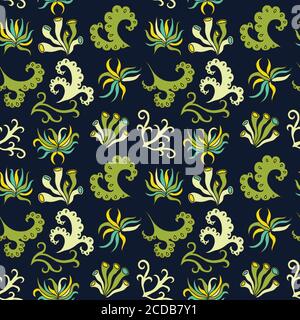 Seamless pattern with plants abstract floral elements Stock Vector