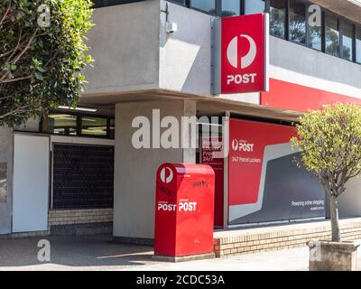 Australia Post Box in front of the Post Office Store in Mosman on a sunny summer morning Stock Photo