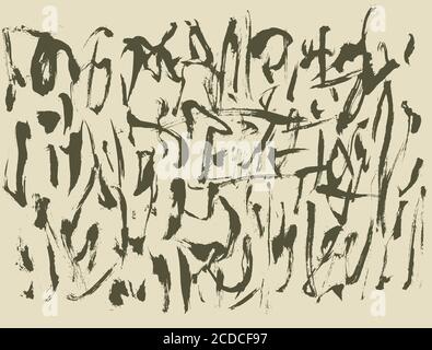 Grunge texture with brush stroke painting, lettering and calligraphy imitation Stock Vector