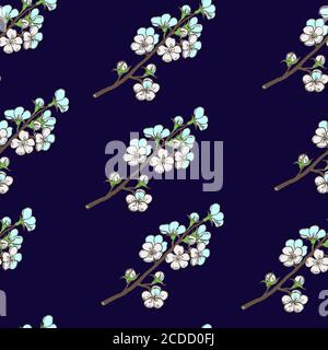 Seamless pattern with blossom cherry branches. Stock Vector